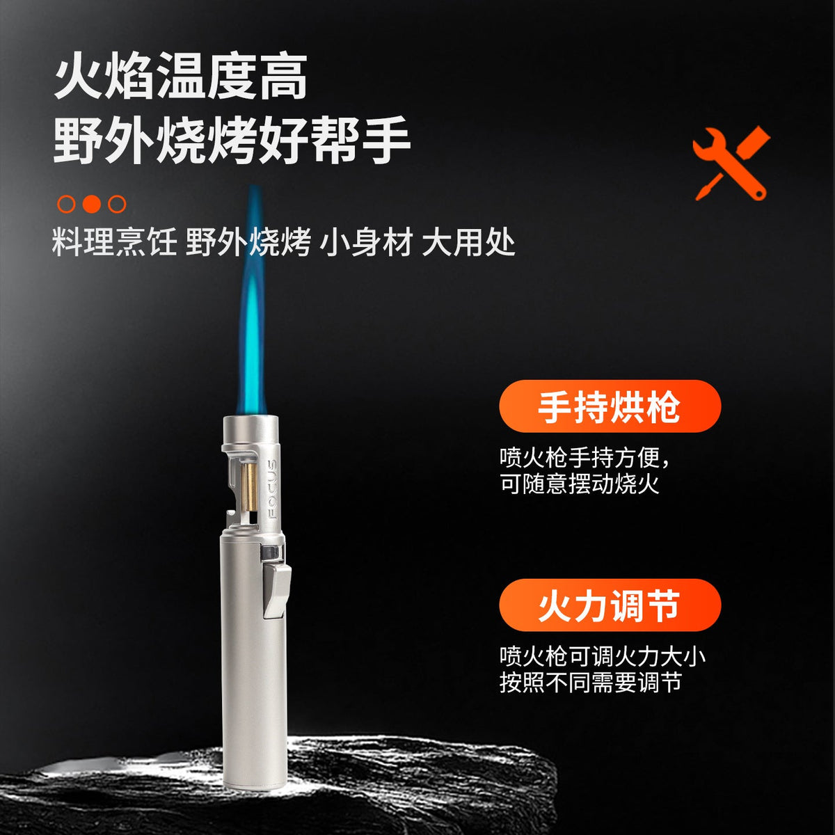 Hot-Selling Portable High-Power Welding Torch Blue Flame Refillable Windproof Hand Metal Butane Torch Lighter for Camping