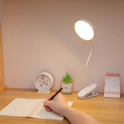 LED Desk Lamp, Touch-Controlled Clip-On Reading Light - 3 Color Temperatures, USB Rechargeable, Eye-Care Soft Light for Bedroom & Home Use