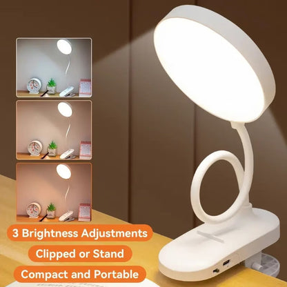 LED Desk Lamp, Touch-Controlled Clip-On Reading Light - 3 Color Temperatures, USB Rechargeable, Eye-Care Soft Light for Bedroom & Home Use