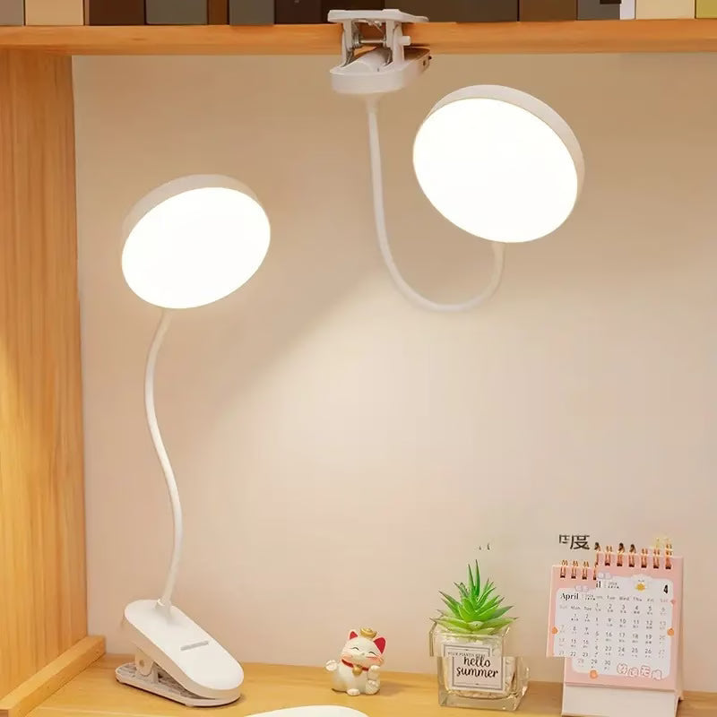 LED Desk Lamp, Touch-Controlled Clip-On Reading Light - 3 Color Temperatures, USB Rechargeable, Eye-Care Soft Light for Bedroom & Home Use