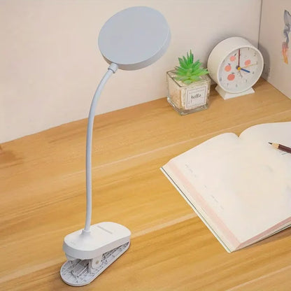 LED Desk Lamp, Touch-Controlled Clip-On Reading Light - 3 Color Temperatures, USB Rechargeable, Eye-Care Soft Light for Bedroom & Home Use