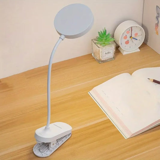 LED Desk Lamp, Touch-Controlled Clip-On Reading Light - 3 Color Temperatures, USB Rechargeable, Eye-Care Soft Light for Bedroom & Home Use