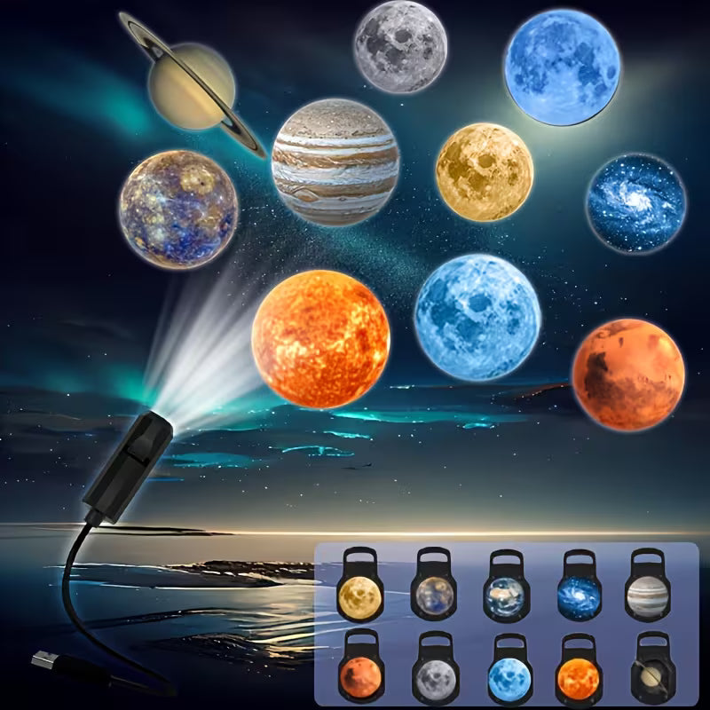 Dreamy Moon And Starry Sky Projection Lamp, Welcome Lamp, Sunset Lamp Projection, Bedroom Night Light, Internet Celebrity Background Lamp, Halloween, Christmas, New Year'S Day Holiday Projection Night Light.