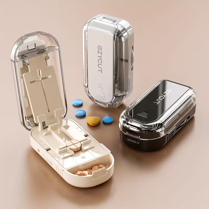 New Half-Third Particularized Pill Cutter, Adjustable Pill Cutter, Food Grade Safe Material, Non-Slip Base, Easily Cut Pills, Suitable for Traveling and Camping