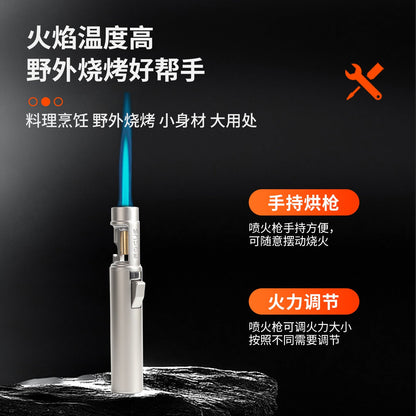 Hot-Selling Portable High-Power Welding Torch Blue Flame Refillable Windproof Hand Metal Butane Torch Lighter for Camping