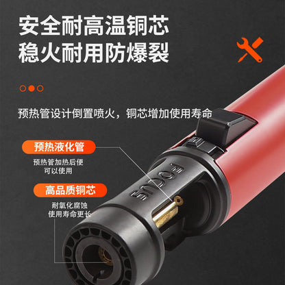 Hot-Selling Portable High-Power Welding Torch Blue Flame Refillable Windproof Hand Metal Butane Torch Lighter for Camping