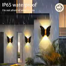 Butterfly Solar Wall Light Solar Powered Wall Light Motion Sensor Outdoor Wall Lantern Outside Yard Lamp for Garden Yard Hallway